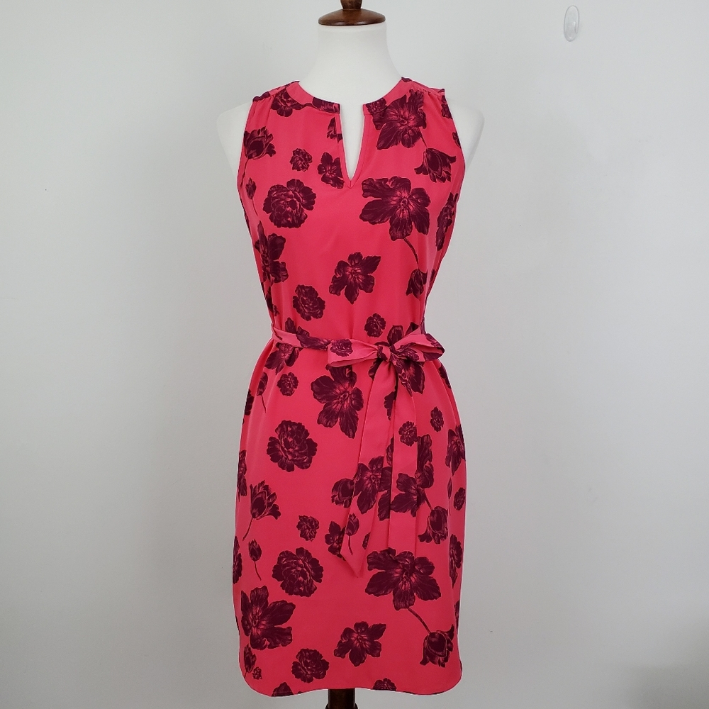Ann Taylor Floral Tie Waist Dress